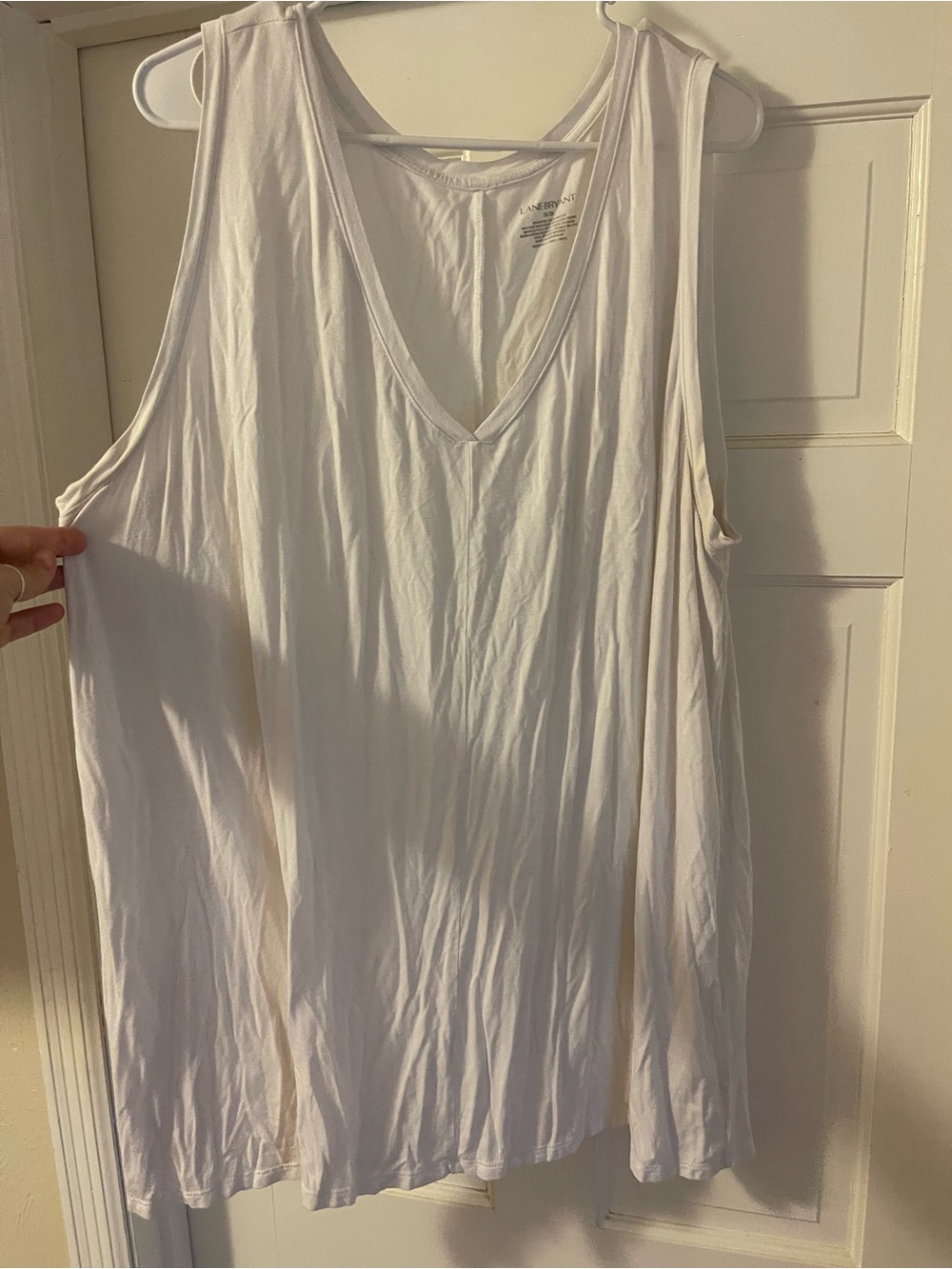 Lane Bryant White V-Neck Sleeveless Tank